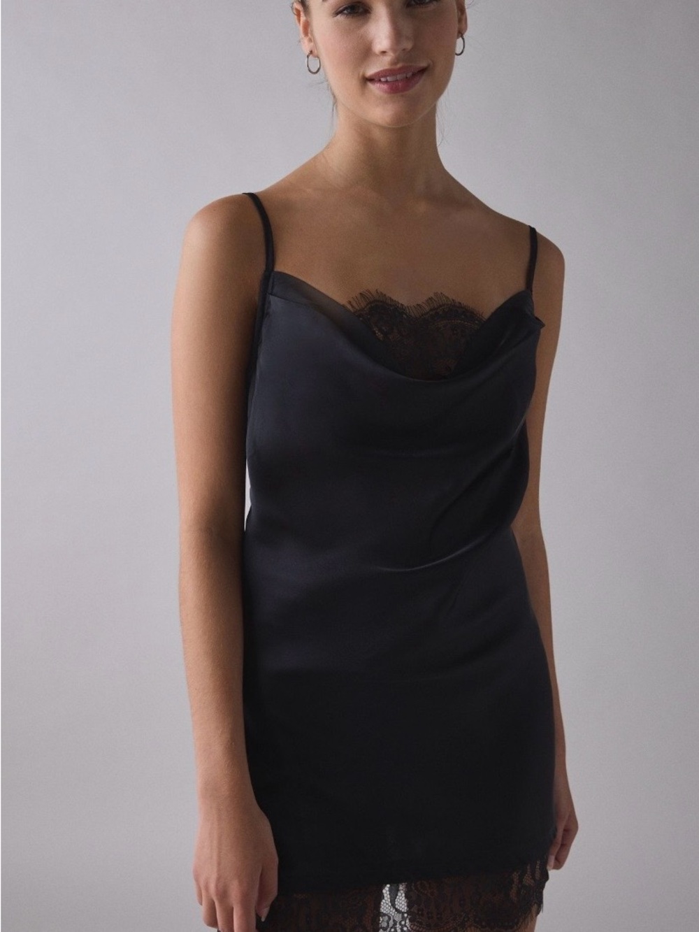 Urban Outfitters - Out From Under Goodnight Lace-Trim Cowl Neck Satin Slip